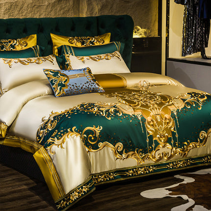 Peekaboo Studio European-Style Luxury Satin Embroidered Bedding Set