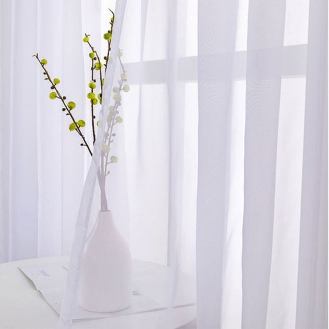 White Lace Tulle Sheer Curtain Panels | Set of 2
