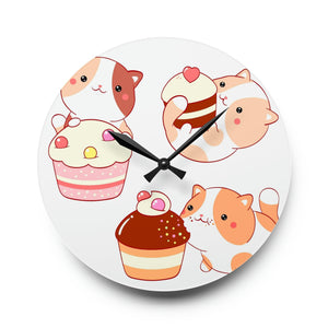 Cute little cats Wall Clocks - Round and Square Shapes, Multiple Sizes | Vibrant Prints, Keyhole Hanging Slot-Home Decor-Printify-8'' × 8'' (Round)-Très Elite