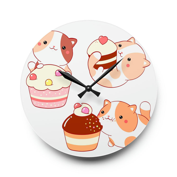 Cute little cats Wall Clocks - Round and Square Shapes, Multiple Sizes | Vibrant Prints, Keyhole Hanging Slot