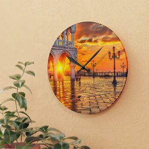 Piazza San Marco Wall Clocks - Round and Square Shapes, Multiple Sizes | Vibrant Prints, Keyhole Hanging Slot-Home Décor›Decorative Accents›Wall Arts & Decor›Mirrors & Wall Clocks-Maison d'Elite-10.75'' × 10.75'' (Round)-Très Elite