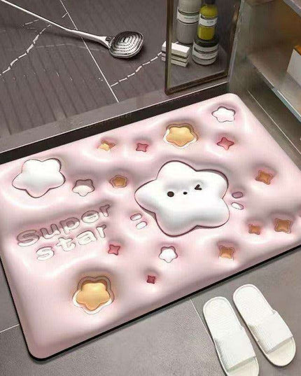Elegant 3D Floral Design Quick-Dry Bath Mat