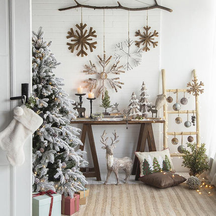 Room & Decor 17.7" Large Fir Wood Snowflake Ornaments - Set of 2, Rust
