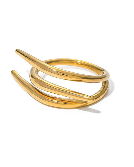 18K Gold Cross Design Ring with Simple Line Accents