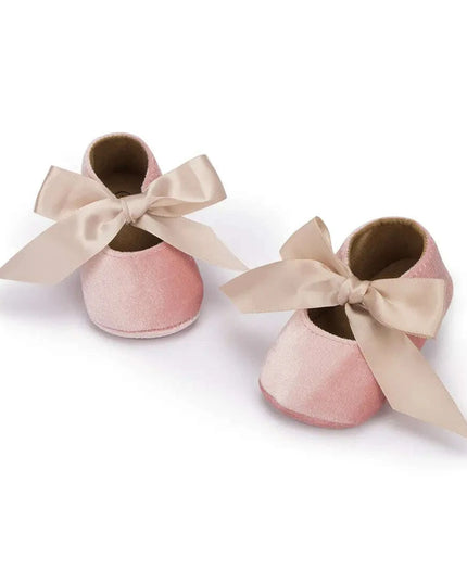Adorable Baby Girl Crib Shoes with Butterfly Knot - Non-slip Soft Cotton Rubber First Walkers
