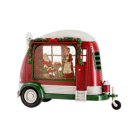 Room and Decor Christmas LED Water Spinning Camper with Mr & Mrs Santa