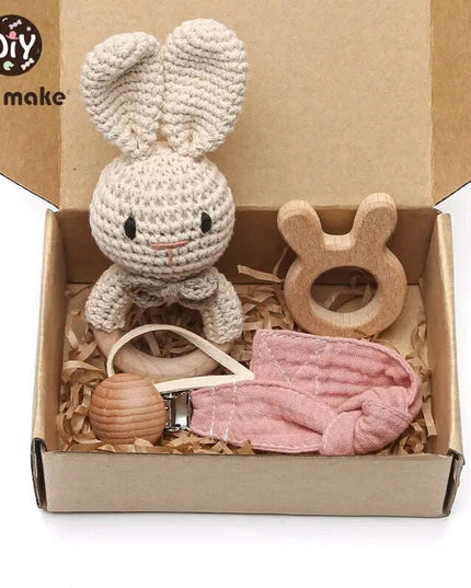 Adorable Baby Gift Set: Cotton Bath Towel, Crochet Rattle, and Accessories for Kids