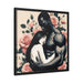 Eco-Friendly Romantic Couple Matte Canvas Wall Art with Black Pinewood Frame