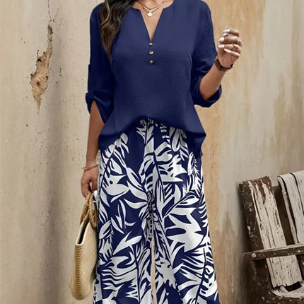 Peekaboo Studio Tropical Printed Women's Casual Suit - Lightweight & S