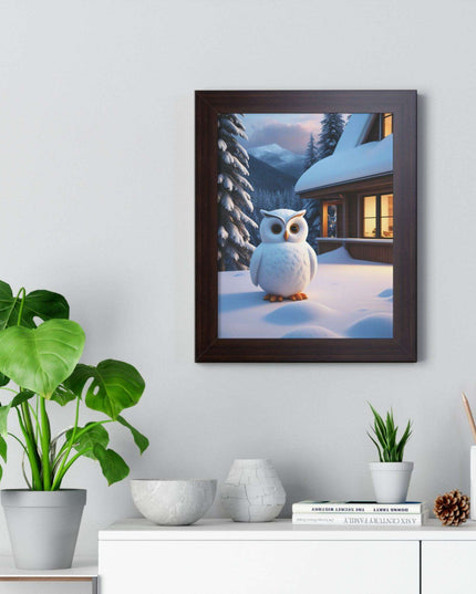 Charming Sustainable Owl Framed Art Print - Maison d'Elite Vertical Poster