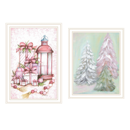 Mary June 2-Piece Pink Candy Land Christmas Tree Wall Art Set