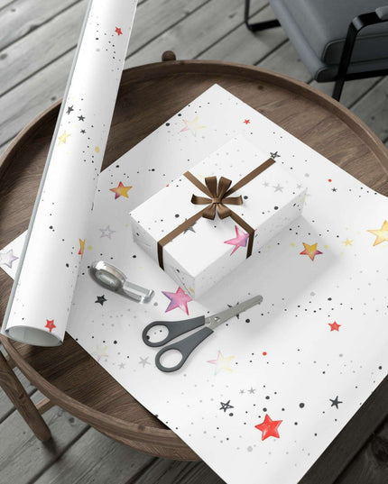 Personalized Luxe Pink Star Holiday Wrapping Paper - Eco-Friendly Premium Quality