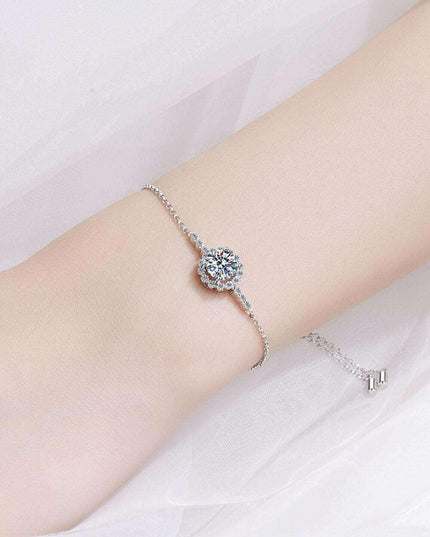 Luxurious Moissanite-Studded Sterling Silver Chain Bracelet with Gem Certification and Warranty