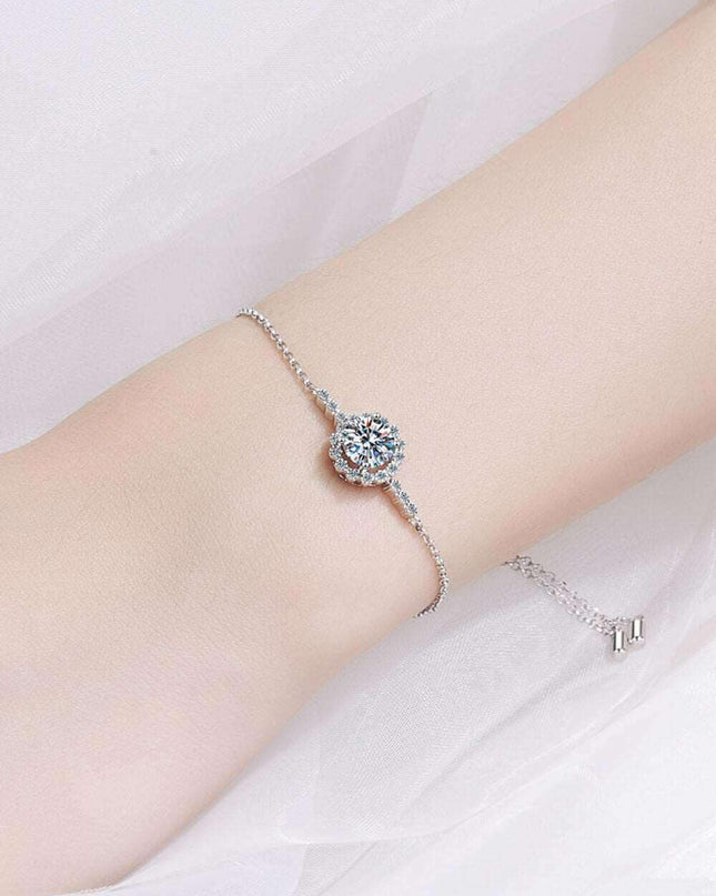 Luxurious Moissanite-Studded Sterling Silver Chain Bracelet with Gem Certification and Warranty