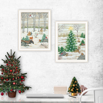 Lisa Kennedy 2-Piece Woodland "Critters For Christmas" Framed Wall Art