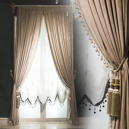 Peekaboo Studio Gray Velvet Blackout Curtains - European Style, Living