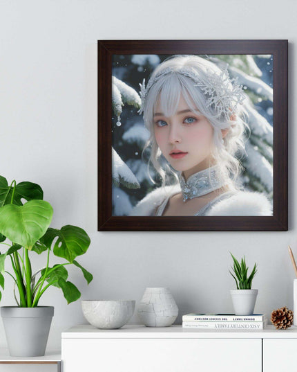 Enchanting Snow White's Winter Gaming Wonderland Vertical Framed Poster - Elite House Home Decor