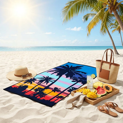 A20MaoX Tropical Floral & Striped Beach Towel - Super Absorbent & Quic