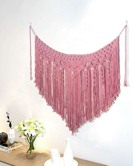 Boho Pink Cotton Wall Tapestry with Elegant Bohemian Flair for Home Decor