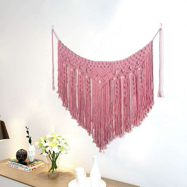 Boho Pink Cotton Wall Tapestry with Elegant Bohemian Flair for Home Decor