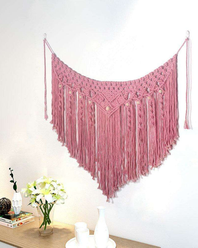 Boho Pink Cotton Wall Tapestry with Elegant Bohemian Flair for Home Decor