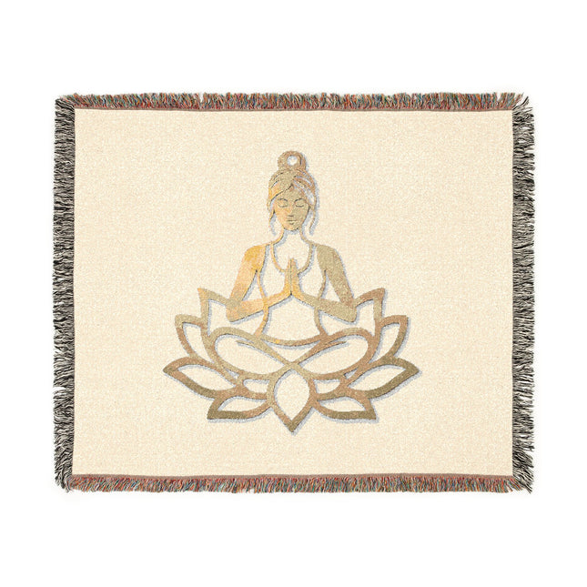 Printify Meditation Buddha Woven Blanket - Cozy Yoga Throw, Lotus Desi