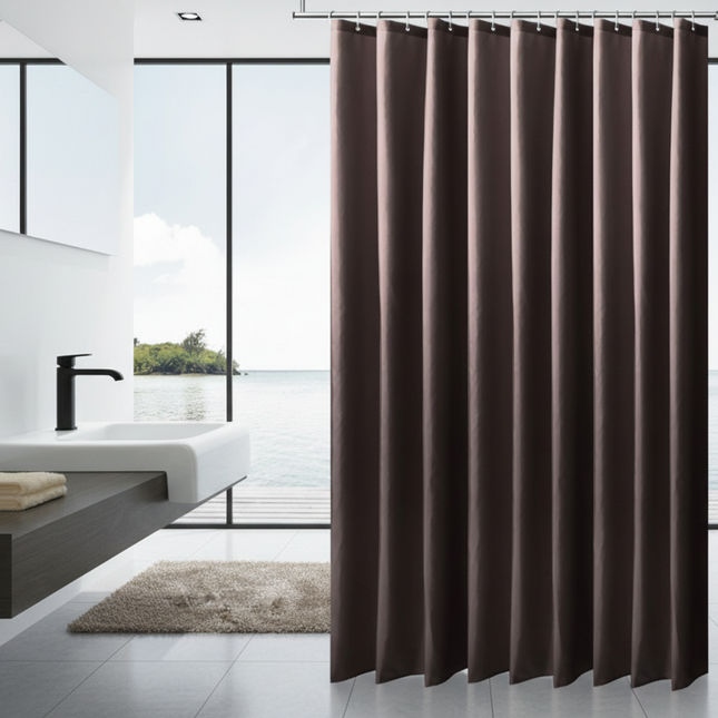 Peekaboo Studio Waterproof Punch-Free Shower Curtain with Shading Desi