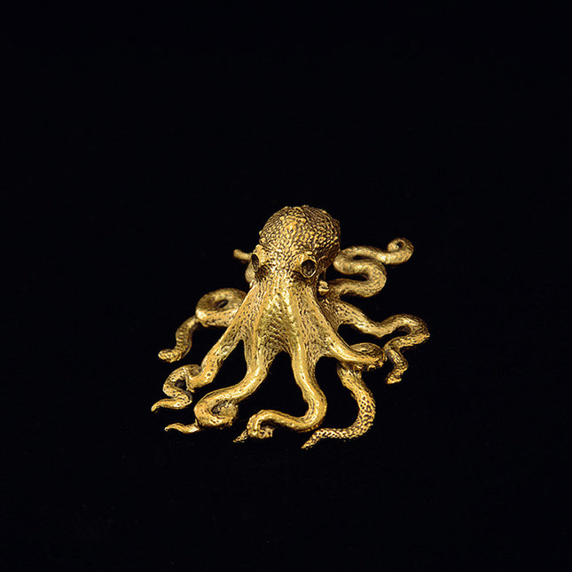 Peekaboo Studio Brass Octopus Ornament - Unique Tea Pet for Tabletop D