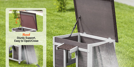 Peekaboo Studio Outdoor Wooden Cat House with Roof & Window Flaps