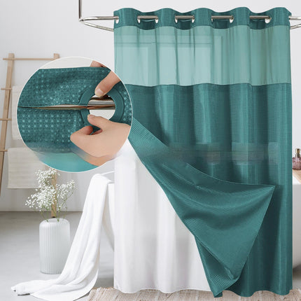 Waffle-Pattern Double-Layer Shower Curtain | 19 Colors