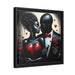 Romantic Black Pinewood Framed Lovebirds Canvas Art