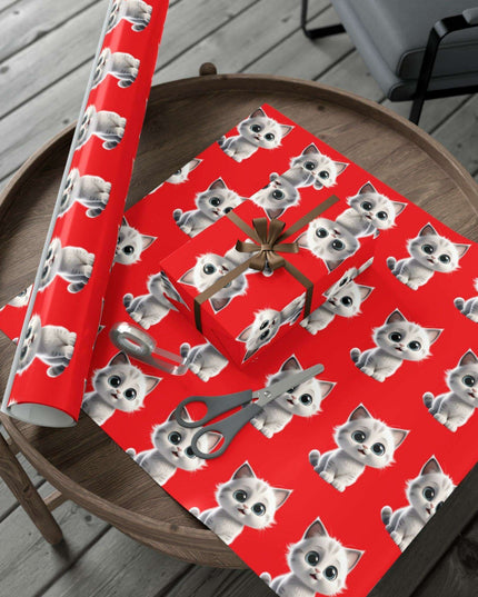 Customized Cat-Inspired Eco-Conscious Gift Wrapping Paper Set in Three Sizes