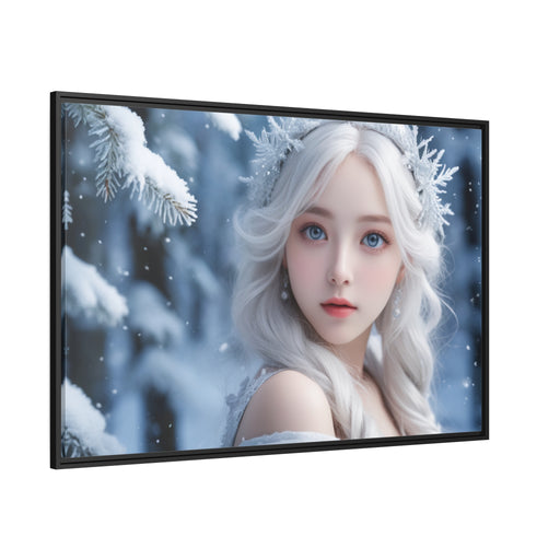 Maison d'Elite Snow White Girl Christmas Matte Canvas - Black Pinewood Frame Printify
