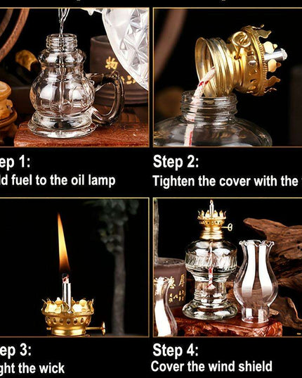 Vintage Adjustable Glass Oil Lamp - Elegant Handheld Lighting for Home, Festivals, and Emergencies