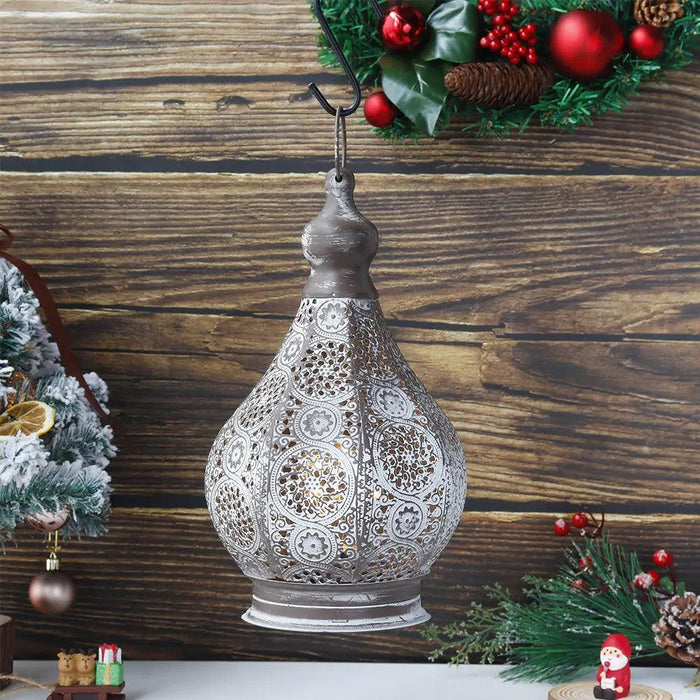 Enchanting Moroccan Lantern Table Lamp - Vintage Metal Candle Holder for Festive Occasions