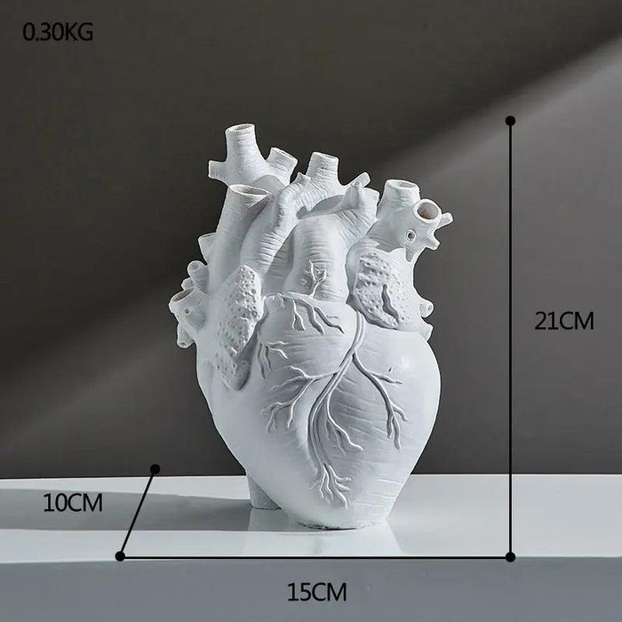 Anatomical Heart Resin Flower Vase - Unique Home Decor Accent