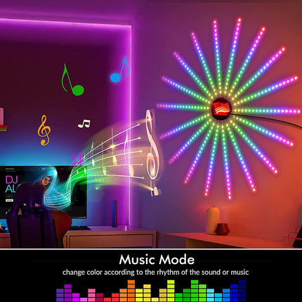 LED Fireworks Light Bar RGB 10W Bluetooth App Control With Forty Key Music