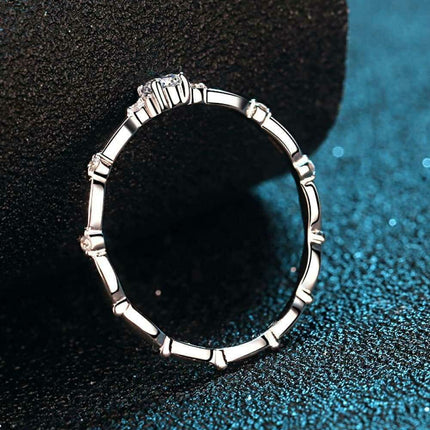 Elegant Rhodium-Finished Sterling Silver Ring with Lab Grown Diamond