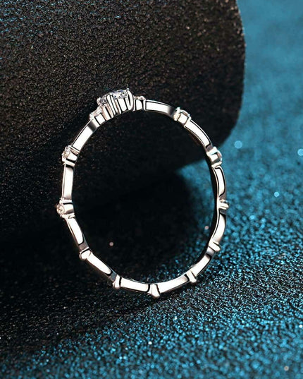 Elegant Rhodium-Finished Sterling Silver Ring with Lab Grown Diamond