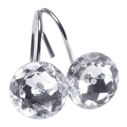 Rhinestone Shower Curtain Hooks – Acrylic, Set of 12