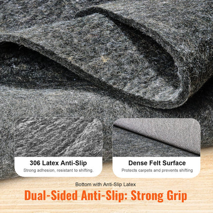VEVOR 4x6 Rug Pad Gripper - 0.47" Thick, Non-Slip for All Floors