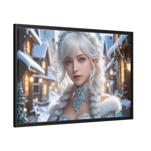 Snow White Girl Christmas Gaming Matte Canvas - Black Pinewood Frame Printify