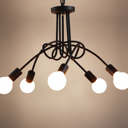 Iron Art Creative Minimalist Ceiling Lamp Iron Tube Chandelier