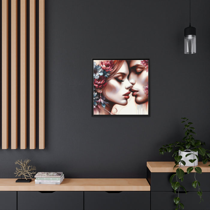 Loving couple - Valentine Matte Canvas Pinewood Frame