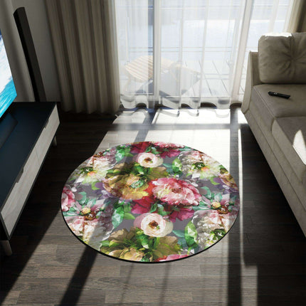 Vibrant Chenille Round Rug - Colorful Graphics & Luxe Comfort