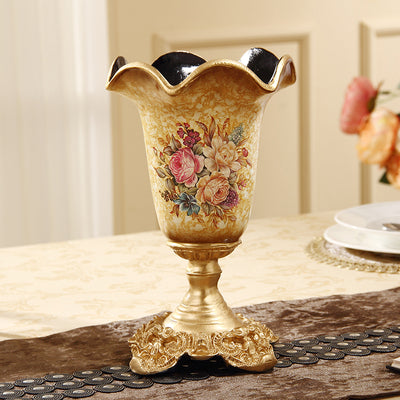 European Style Diamond High Vase – Handmade Resin Decor for Living Room (16x26 cm)