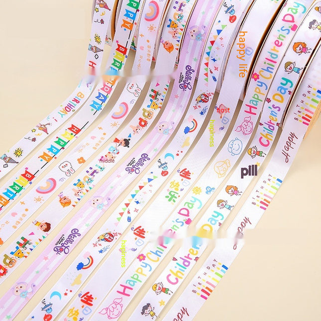 Peekaboo Studio Children's Cartoon Pattern Ribbon - Soft, Durable Fabr
