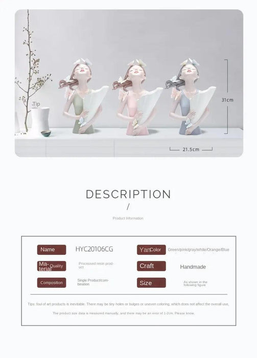 Nordic Elegance Butterfly Maiden Resin Vase - Chic Decorative Accent for Your Home