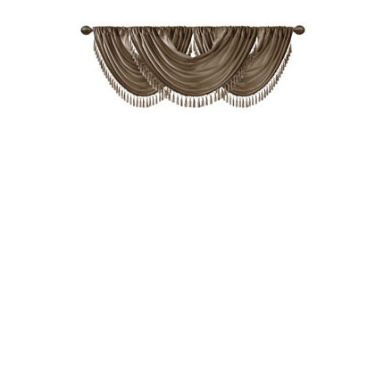 Room and Decor Faux Silk Waterfall Valance, Embellished, 38x46" Bronze