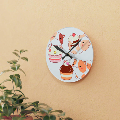 Cute little cats Wall Clocks - Round and Square Shapes, Multiple Sizes | Vibrant Prints, Keyhole Hanging Slot-Home Decor-Printify-8'' × 8'' (Round)-Très Elite